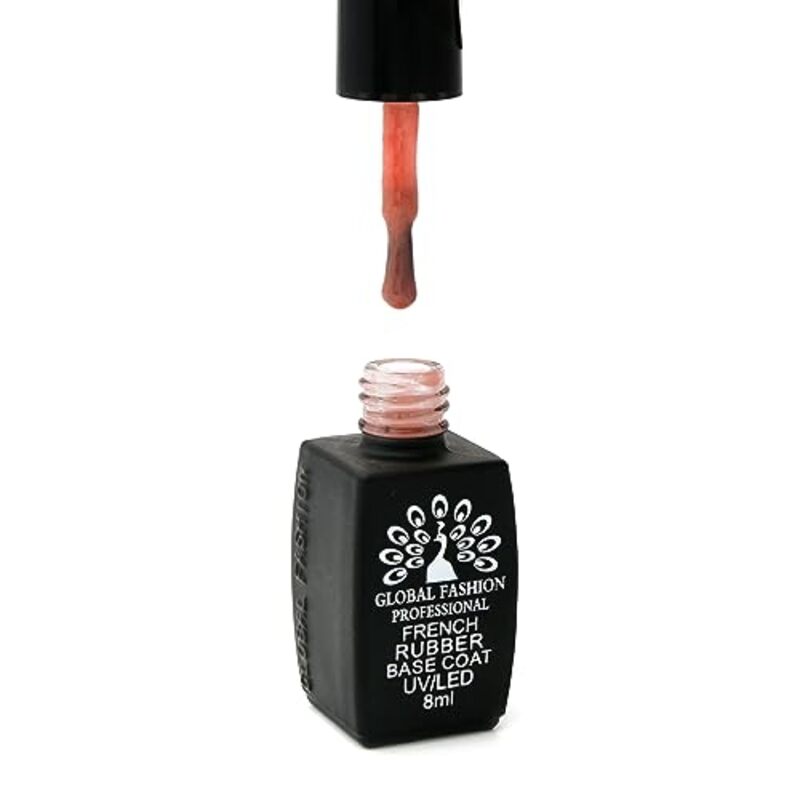 Global Fashion Professional Long-Lasting & Chip-Resistant French Rubber Base Coat UV/LED, 8ml, 04, Pink