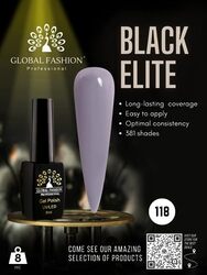 Global Fashion Professional Black Elite Gel Nail Polish, 8ml, 118, Grey