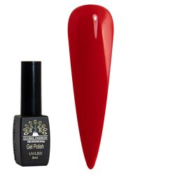 Global Fashion Professional Black Elite Gel Nail Polish, 8ml, 007, Red