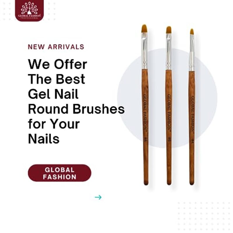 Global Fashion Professional Round Nail Art Brush Set #4, Multicolour