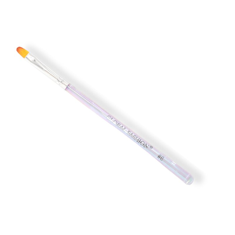 Global Fashion Professional Nail Art Flat Brush, #8, Clear