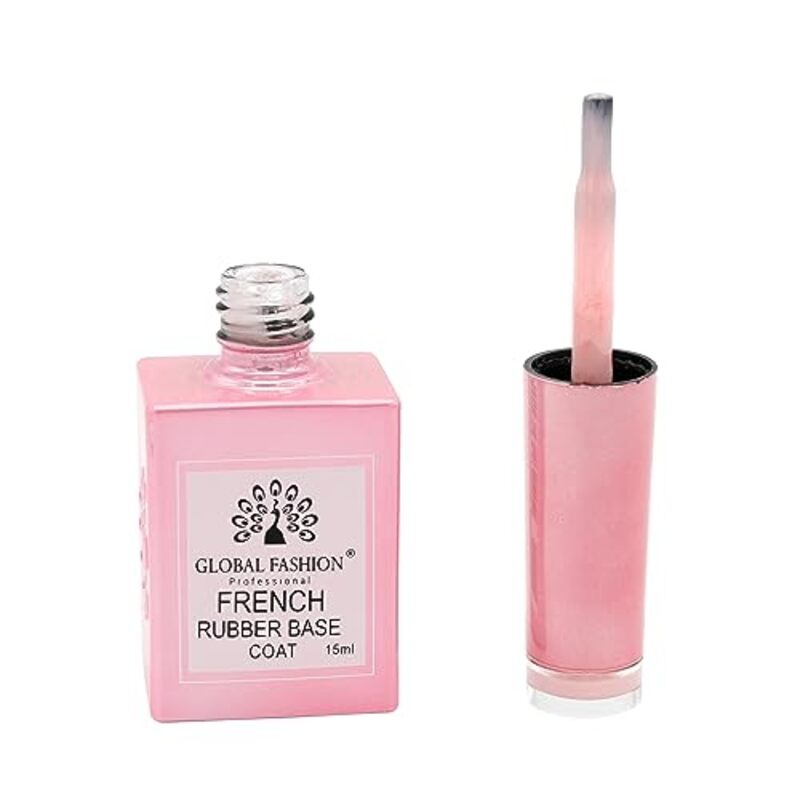 Global Fashion Professional French Rubber Long-Lasting, Durable & Chip-Resistant Gel Nail Polish Base Coat, 06, Pink