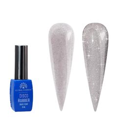 Global Fashion Professional Long Lasting Shine Disco Reflective Rubber Base Nail Polish, 8ml, 01, Grey