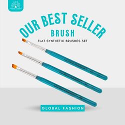 Global Fashion Professional Flat Synthetic Nail Brush for UV Gel Polish #4, Multicolour