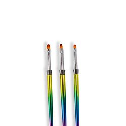 Global Fashion Professional Oval Nail Art Brush Kit, 3 Pieces, Multicolours