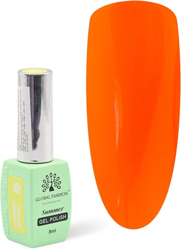 Global Fashion Professional Summer/Spring 36 Colors Collection Gel Nail Polish, Long Lasting Non-Toxic, 8ml, 12, Orange