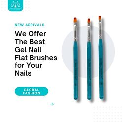 Global Fashion Professional Flat Nail Brush for UV Gel Polish #8, Multicolour