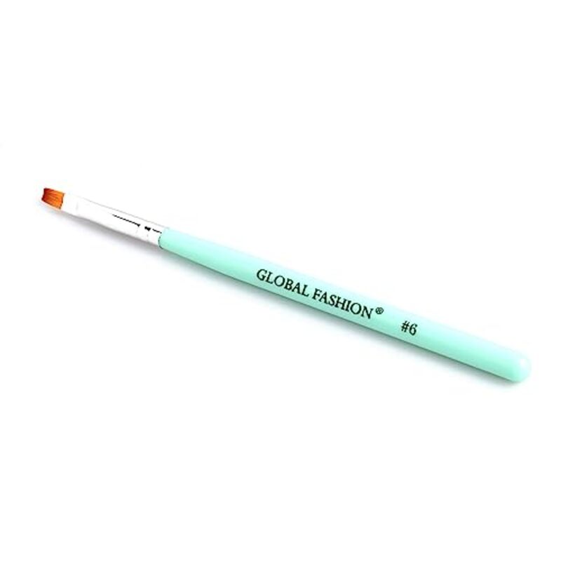 Global Fashion Professional Flat Nail Art Brush, #6, Light Blue