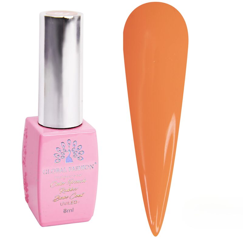 Global Fashion Professional Neon Base Coat Nail Polish, Non-Toxic Nail Treatment Vegan Cruelty Free, 8ml, 10, Orange