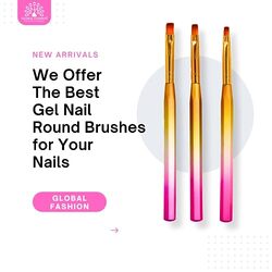 Global Fashion Professional Nail Art Gradient Pen with Flat Fine Brush, 3 Pieces, Multicolour