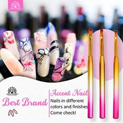 Global Fashion Professional Nail Art Gradient Pen with Flat Fine Brush, 3 Pieces, Multicolour