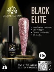 Global Fashion Professional Black Elite Gel Nail Polish, 8ml, 206, Pink