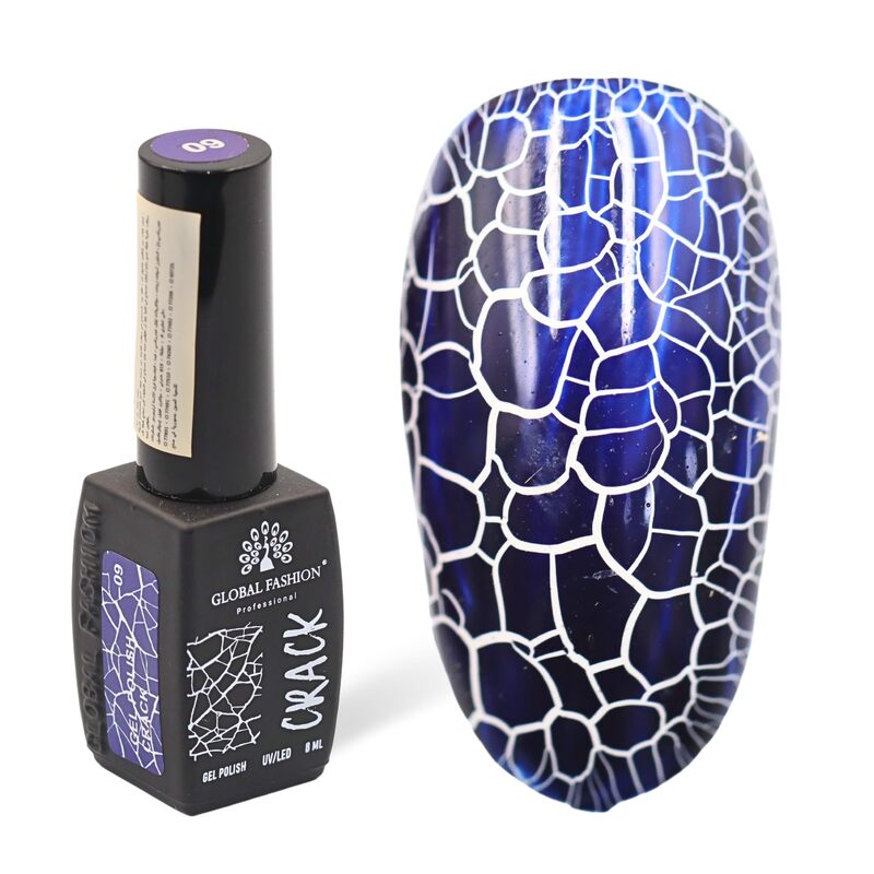 Global Fashion Professional Captivating Cracked Effects Gel Nail Polish, 8ml, No. 09, Blue