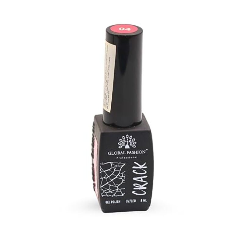 Global Fashion Professional Captivating Cracked Effects Gel Nail Polish, 8ml, No. 04, Red