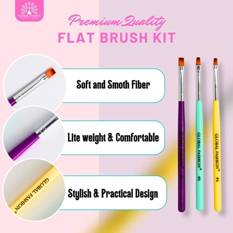 Global Fashion Professional Nail Art Brush Set, Multicolour