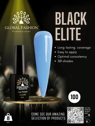 Global Fashion Professional Black Elite Gel Nail Polish, 8ml, 100, Blue