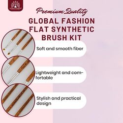 Global Fashion Professional Flat Synthetic Nail Brush for UV Gel Polish, #6, Brown