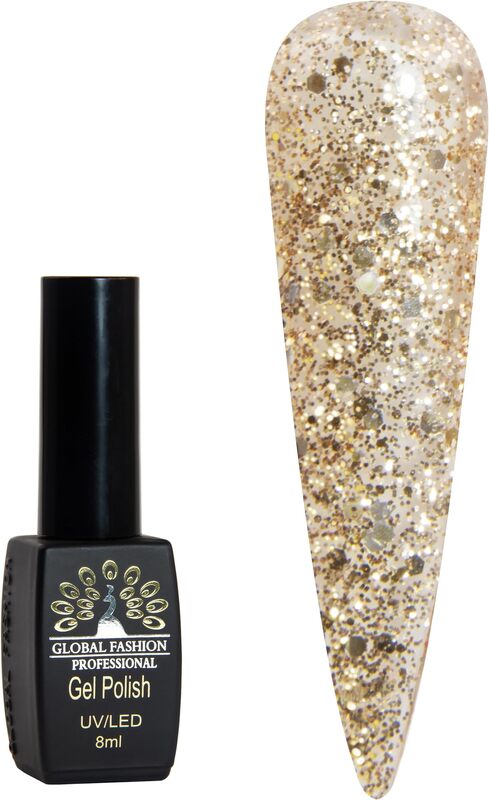 Global Fashion Professional Black Elite Gel Nail Polish, 8ml, 151, Gold