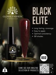 Global Fashion Professional Black Elite Gel Polish, 8ml, 002, Red