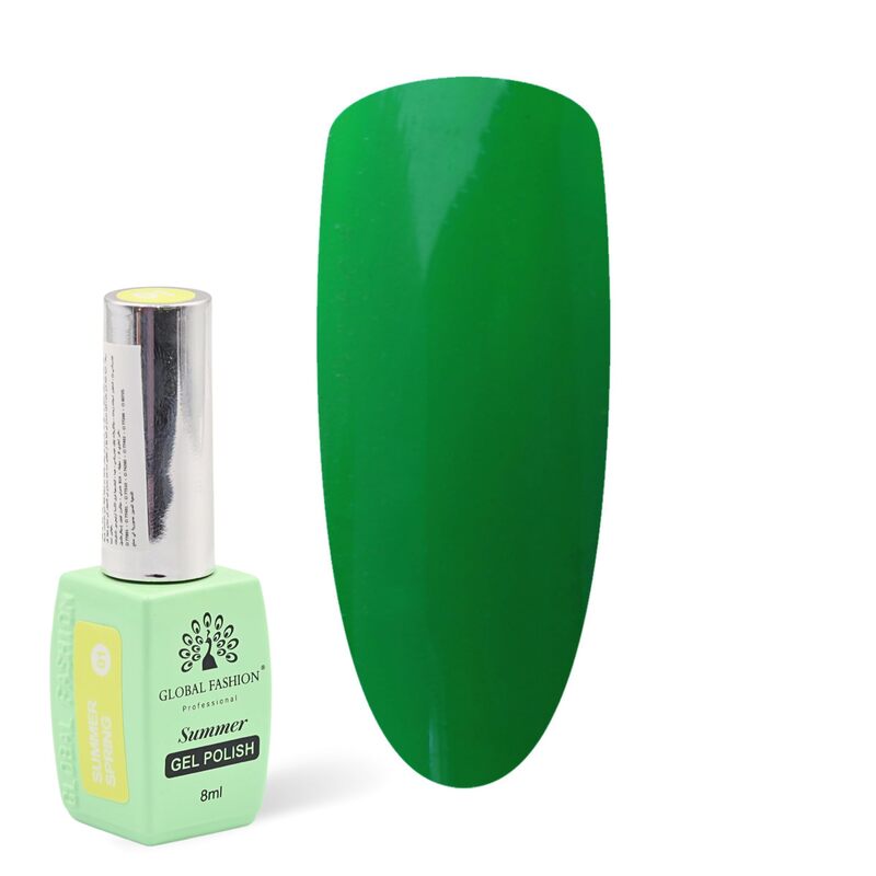 Global Fashion Professional Summer/Spring 36 Colors Collection Gel Nail Polish, Long Lasting Non-Toxic, 8ml, 08, Green