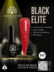 Global Fashion Professional Black Elite Gel Nail Polish, 8ml, 147, Red