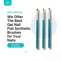 Global Fashion Professional Flat Synthetic Nail Brush for UV Gel Polish, #4, Blue