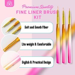 Global Fashion Professional Nail Art Gradient Pen with Fine Liner Brush, 9mm, Multicolour
