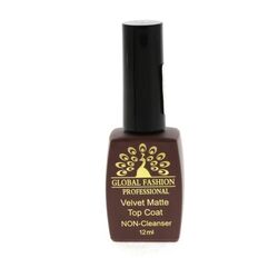 Global Fashion Professional Velvet Matte Finish Non-Cleaner & Long-Lasting Top Coat Ideal for Gel Polish, 12ml, Pink