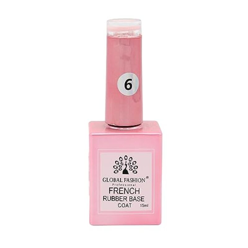 Global Fashion Professional French Rubber Long-Lasting, Durable & Chip-Resistant Gel Nail Polish Base Coat, 06, Pink
