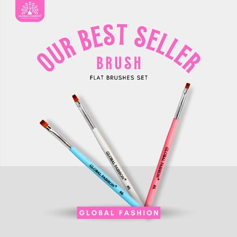 Global Fashion Professional Flat Nail Art Brush, #4, Pink