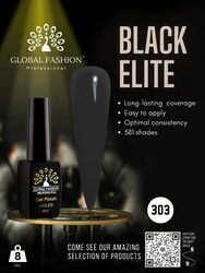 Global Fashion Professional Black Elite Gel Nail Polish, 381 Colors of Long-Lasting Elegance, 8ml, 303, Black