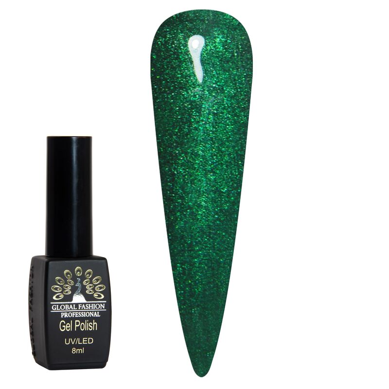 Global Fashion Professional Black Elite Gel Nail Polish, 8ml, 049, Green