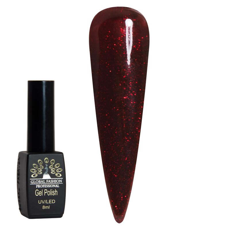 Global Fashion Professional Black Elite Gel Nail Polish, 8ml, 002, Red