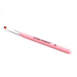 Global Fashion Professional Flat Synthetic Gel Polish Art Nail Brush, Flat Synthetic #4, Pink