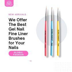 Global Fashion Professional Fine Liner Nail Art Brush, 11mm, Pink