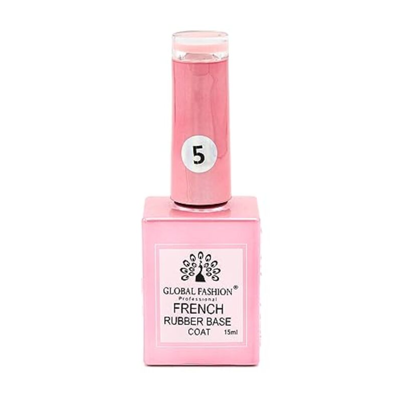 Global Fashion Professional French Rubber Long-Lasting, Durable & Chip-Resistant Gel Nail Polish Base Coat, 05, Pink