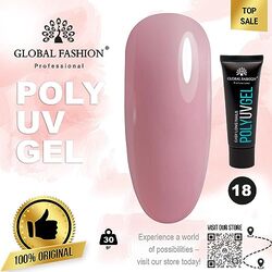 Global Fashion Professional Durable and Easy Long-Lasting Nail Enhancements Poly UV Gel, 18, Pink