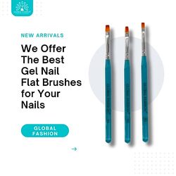 Global Fashion Professional Flat Nail Brush for UV Gel Polish, Multicolour