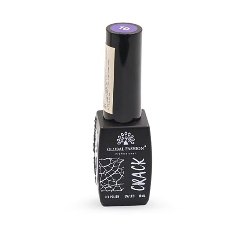 Global Fashion Professional Captivating Cracked Effects Gel Nail Polish, 8ml, No. 10, Purple