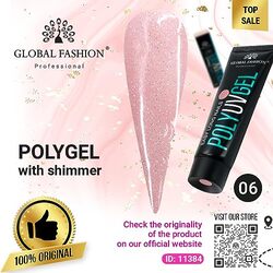 Global Fashion Professional Easy Long-Lasting Salon-Quality Nails Poly UV Gel, 06, Pink