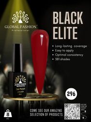 Global Fashion Professional Black Elite Gel Nail Polish, 381 Colors of Long-Lasting Elegance, 8ml, 296, Red