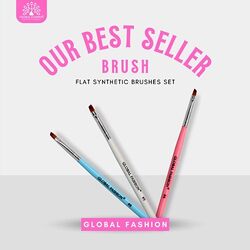 Global Fashion Professional Flat Synthetic Gel Polish Art Nail Brush, Flat Synthetic #4, Pink