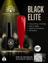 Global Fashion Professional Black Elite Gel Nail Polish, 8ml, 007, Red