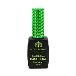 Global Fashion Professional Cold Rubber Base Coat Ideal for Thin, Sensitive and Damaged Nails, 12ml, Clear