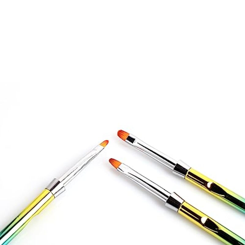 Global Fashion Professional Oval Nail Art Brush Kit, 3 Pieces, Multicolours