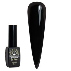 Global Fashion Professional Black Elite Gel Nail Polish, 381 Colors of Long-Lasting Elegance, 8ml, 173, Black