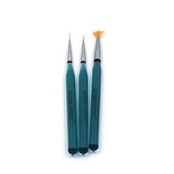 Global Fashion Professional Nail Art Brushes Set, 3 Pieces, Blue