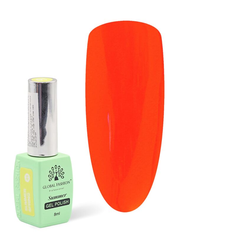 Global Fashion Professional Summer/Spring 36 Colors Collection Gel Nail Polish, Long Lasting Non-Toxic, 8ml, 14, Orange