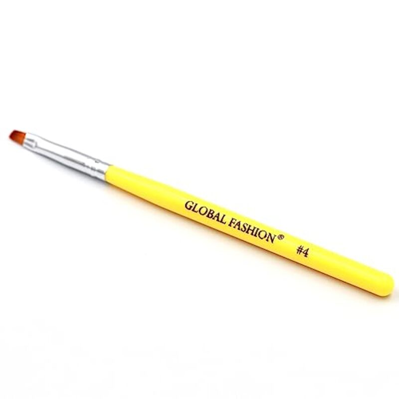 Global Fashion Professional Flat Synthetic Nail Art Brush, #4, Yellow