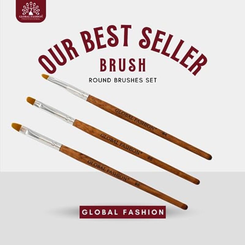 Global Fashion Professional Round Brush, #8, Brown